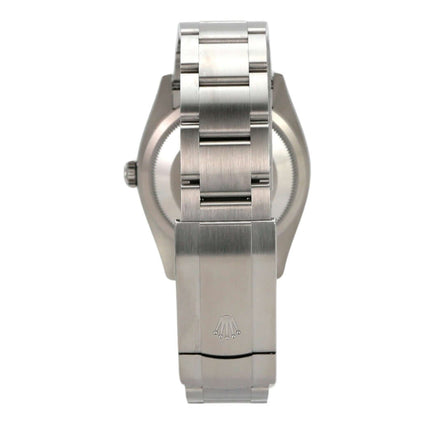 Rolex Oyster Perpetual 36 126000 Grün Armband aus Edelstahl mit Faltschließe, Rückansicht der Uhr