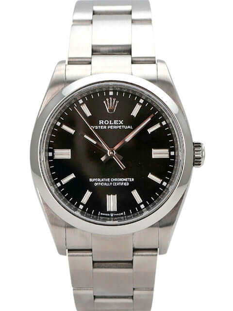 Rolex Oyster Perpetual 36 Ref. 126000 mit schwarzem Zifferblatt und Edelstahlarmband, Automatik, 70 Stunden Gangreserve.
