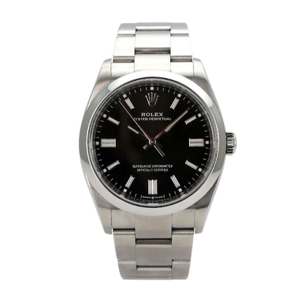 Rolex Oyster Perpetual 36 Ref. 126000 mit schwarzem Zifferblatt und Edelstahlarmband, gebraucht, sehr guter Zustand.