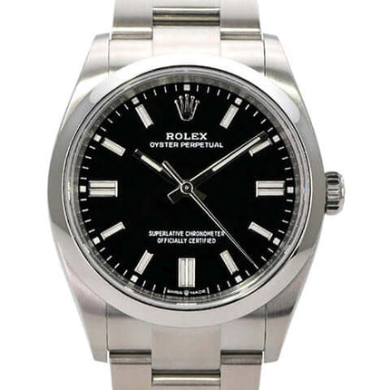 Rolex Oyster Perpetual 36 126000 Schwarz mit schwarzem Zifferblatt und Edelstahlarmband