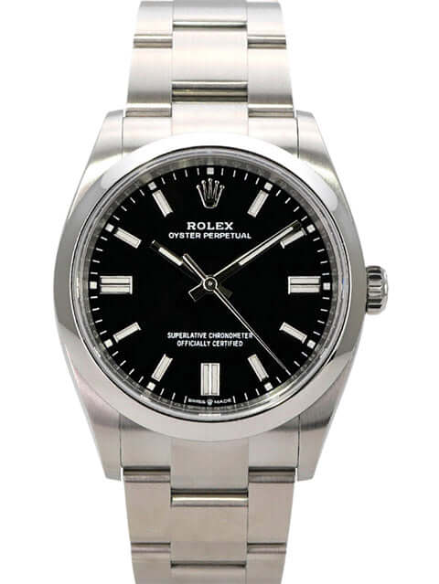 Rolex Oyster Perpetual 36 126000 Schwarz mit schwarzem Zifferblatt und Edelstahlarmband