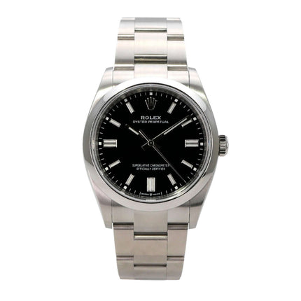 Rolex Oyster Perpetual 36 126000 Schwarz mit schwarzem Zifferblatt und Edelstahlgehäuse