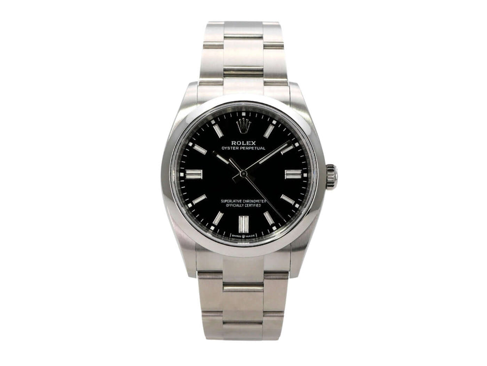 Rolex Oyster Perpetual 36 126000 Schwarz mit schwarzem Zifferblatt und Edelstahlgehäuse