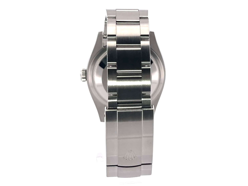 Rückansicht der Rolex Oyster Perpetual 36 Ref. 126000 mit poliertem und satiniertem Edelstahlgehäuse und Oyster-Armband.
