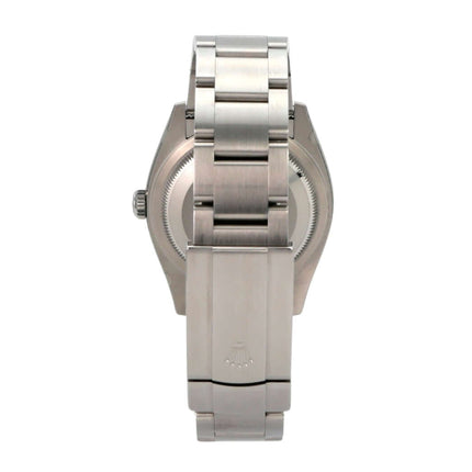Rolex Oyster Perpetual 36 126000 Tiffany Blau Rückansicht mit Edelstahlarmband und Faltschließe