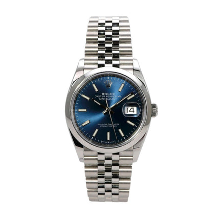 Rolex Datejust 36 Oystersteel 126200 Blau Jubile-Band mit blauem Zifferblatt und Edelstahl-Gehäuse