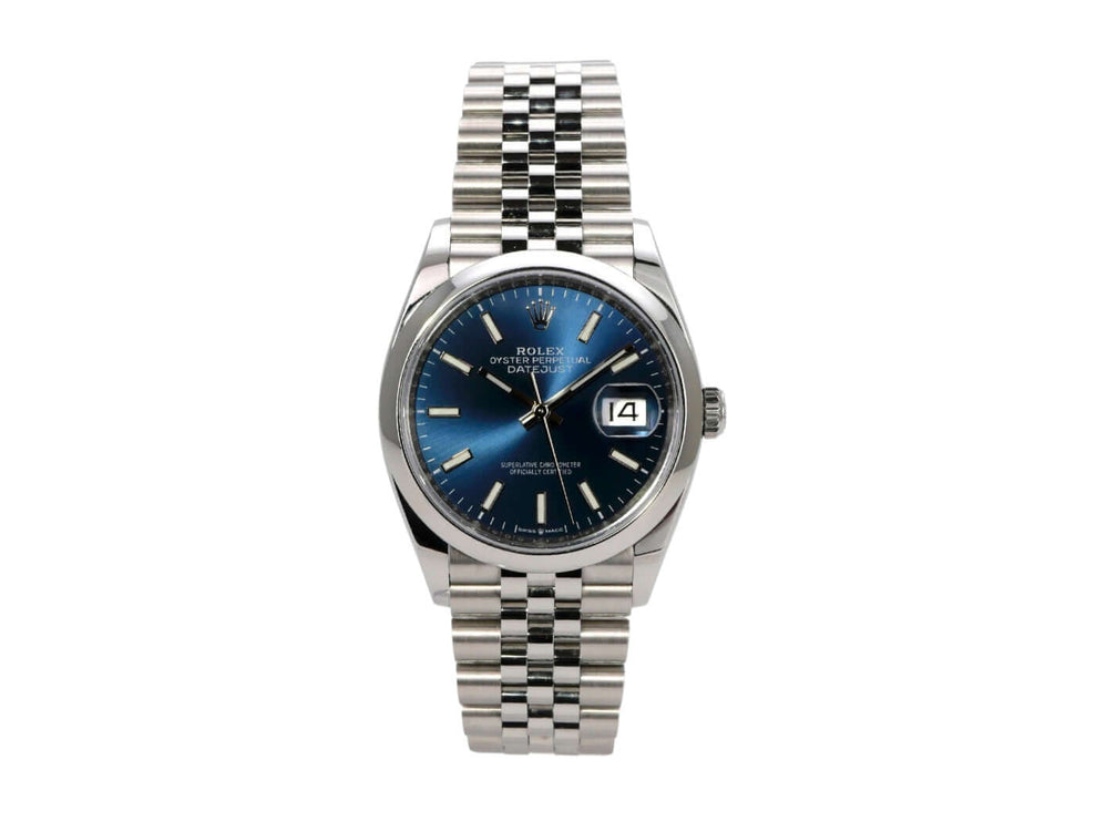 Rolex Datejust 36 Oystersteel 126200 Blau Jubile-Band mit blauem Zifferblatt und Edelstahl-Gehäuse