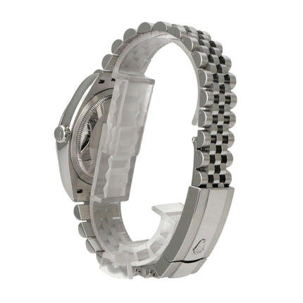 Rolex Datejust 36 Oystersteel 126200 Blau Jubile-Band seitliche Ansicht mit Jubilé-Edelstahlband