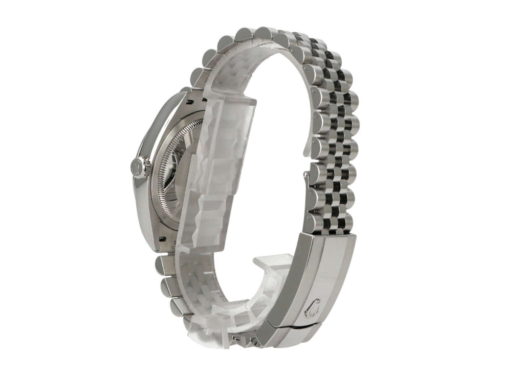 Rolex Datejust 36 Oystersteel 126200 Blau Jubile-Band seitliche Ansicht mit Jubilé-Edelstahlband