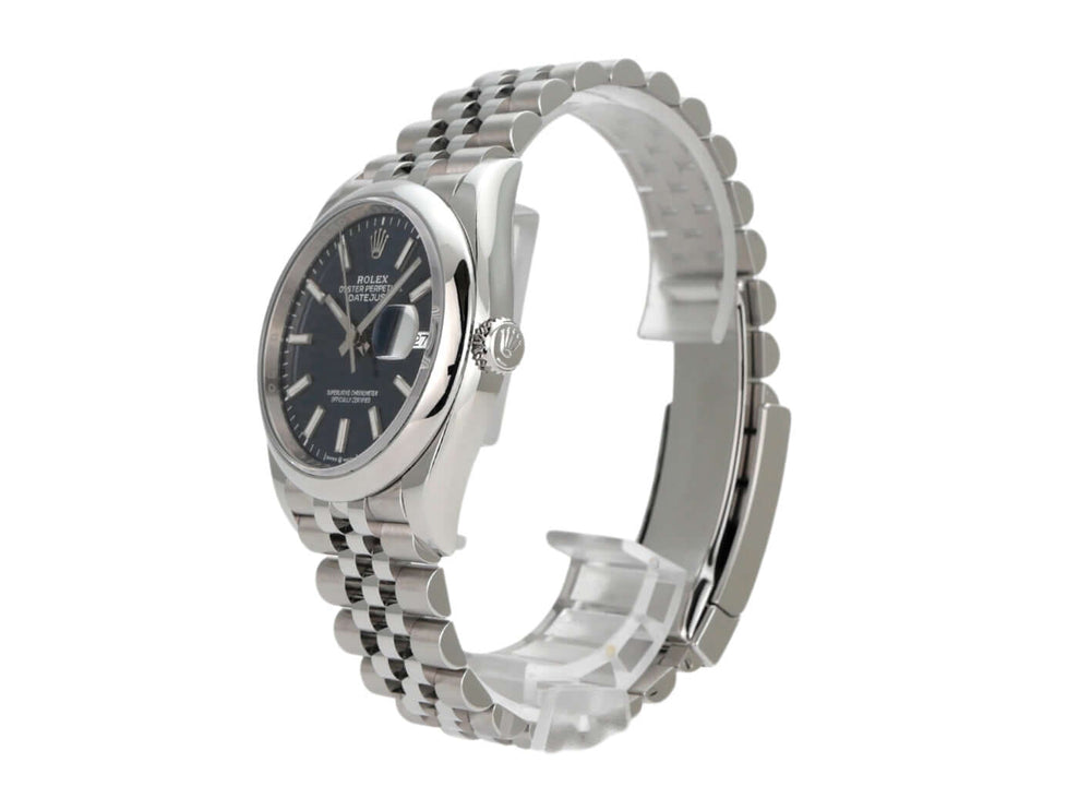 Rolex Datejust 36 in Oystersteel mit blauem Zifferblatt und Jubile-Band, Ref. 126200, elegante Automatik-Uhr.