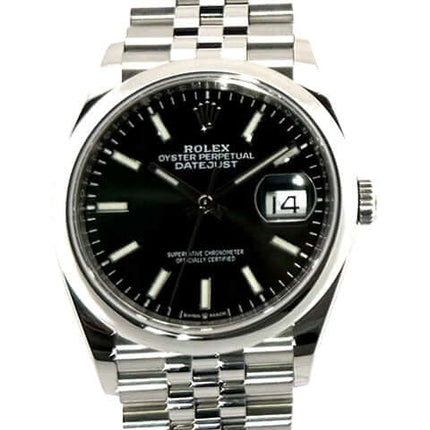 Rolex Datejust 36 Oystersteel Ref. 126200 mit schwarzem Zifferblatt und Jubilé-Edelstahlband, 2022 Modell, Automatik-Chronometer.