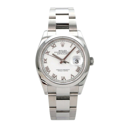 Rolex Datejust 36 Oystersteel 126200 Weiß Römisch mit Edelstahlarmband und weißem Zifferblatt