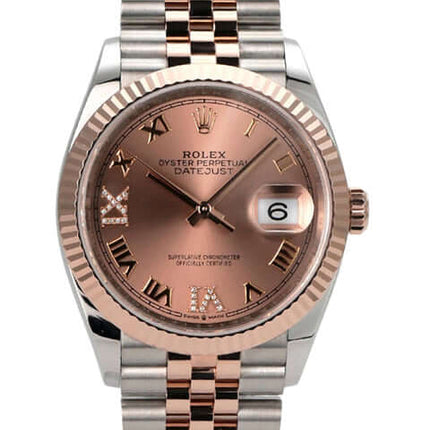 Rolex Datejust 36 126231 Pink Römisch Diamant Jubile-Band mit Roséfarbenem Zifferblatt und Jubile Armband