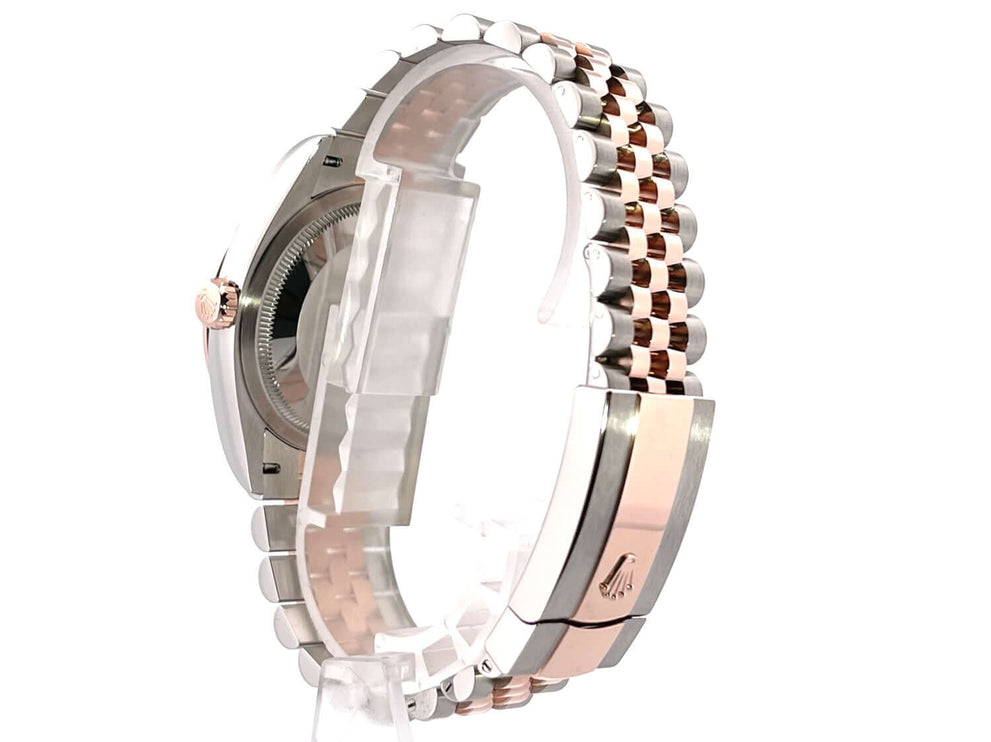 Rückseite des Rolex Datejust 36 Oystersteel Everose-Gold 126231 mit Schwarz Diamant und Jubilä-Glieder Armband