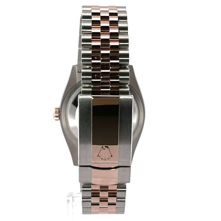 Rolex Datejust 36 Oystersteel Everose-Gold 126231 Rückansicht mit Jubile-Band aus Edelstahl und Everose-Gold poliert und satiniert