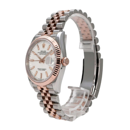 Rolex Datejust 36 126231 Weiß Index Jubile-Band mit Edelstahl und Everose-Gold Armband.