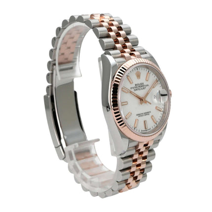 Rolex Datejust 36 126231 Weiß Index Jubile-Band Automatik Uhr mit Edelstahl und Everose-Gold Armband.