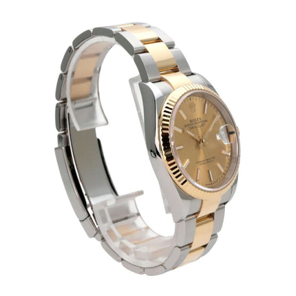 Rolex Datejust 36 Oystersteel Gelbgold 126233 Champagner, Luxusarmbanduhr mit champagnerfarbenem Zifferblatt
