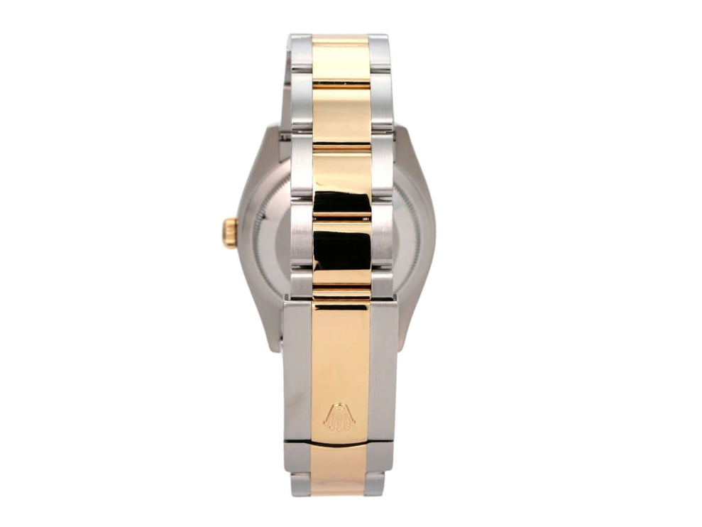 Rolex Datejust 36 Oystersteel Gelbgold 126233 Champagner, Seitenansicht mit Oyster-Armband