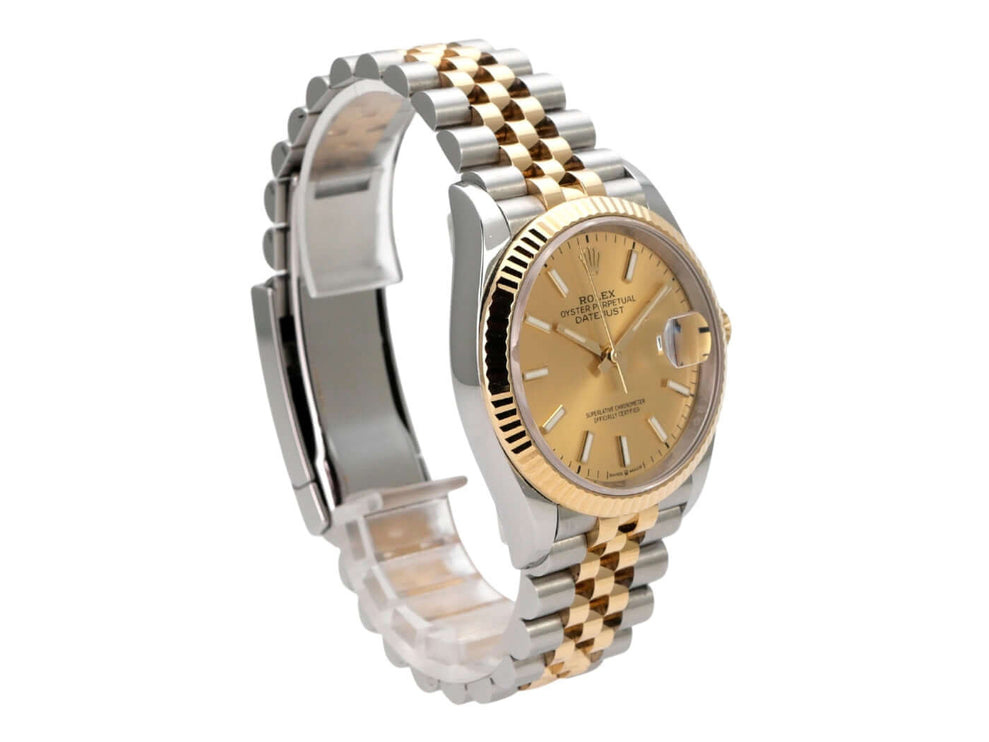 Rolex Datejust 36 126233 Champagner Jubile-Band, Edelstahl-Gelbgold, 36 mm, Automatik, Luxusarmbanduhr