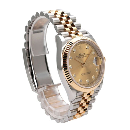 Rolex Datejust 36 126233 Champagner Diamant Jubile-Band mit champagnerfarbenem Zifferblatt und Jubilé-Armband.