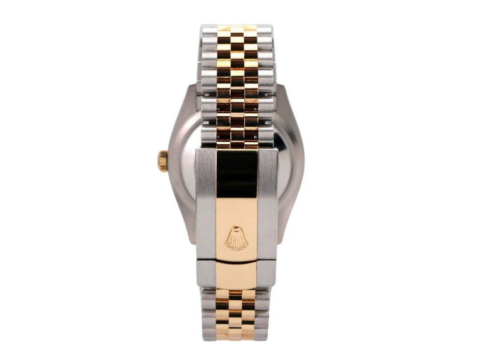 Rolex Datejust 36 126233 Champagner Diamant Jubile-Band mit Edelstahl- und Gelbgold-Armband Rückansicht