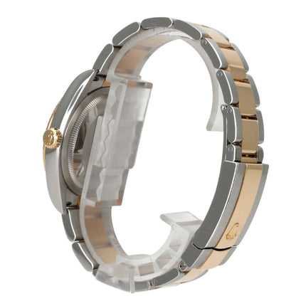 Rolex Datejust 36 Oystersteel Gelbgold 126233 Golden Palmenmuster Armbandansicht mit Edelstahl und Gelbgold.