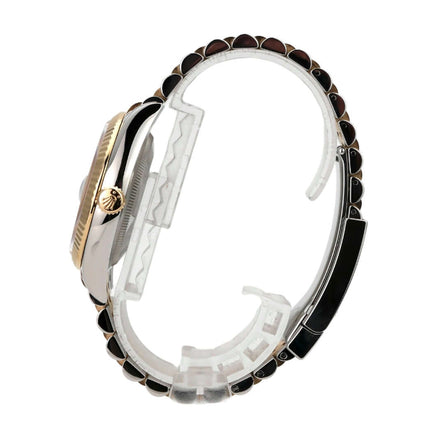 Rolex Datejust 36 Oystersteel Gelbgold 126233 Golden Palmenmuster Jubile-Band seitliche Ansicht des Armbands