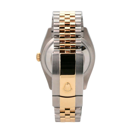 Rolex Datejust 36 Oystersteel Gelbgold 126233 Golden Palmenmuster Jubile-Band Armbandansicht von hinten