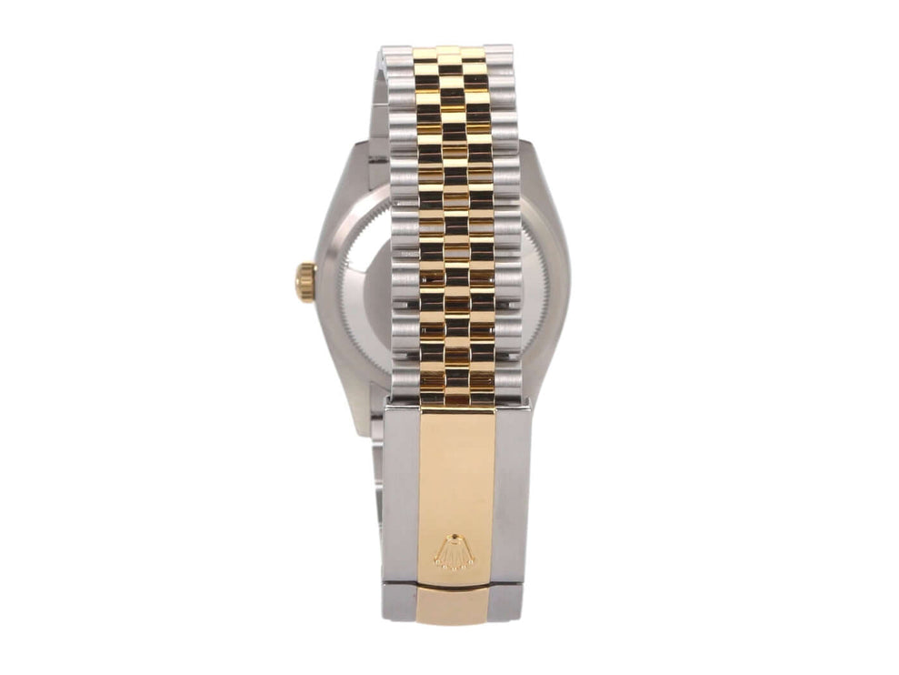 Rolex Datejust 36 Oystersteel Gelbgold 126233 Golden Riffel Jubile-Band, Rückansicht mit Jubilé-Armband