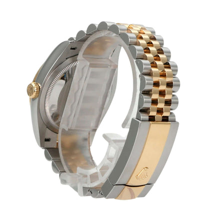 Rolex Datejust 36 Oystersteel Gelbgold 126233 Golden Riffel Jubile-Band Rückansicht mit Edelstahl- und Gelbgold-Armband