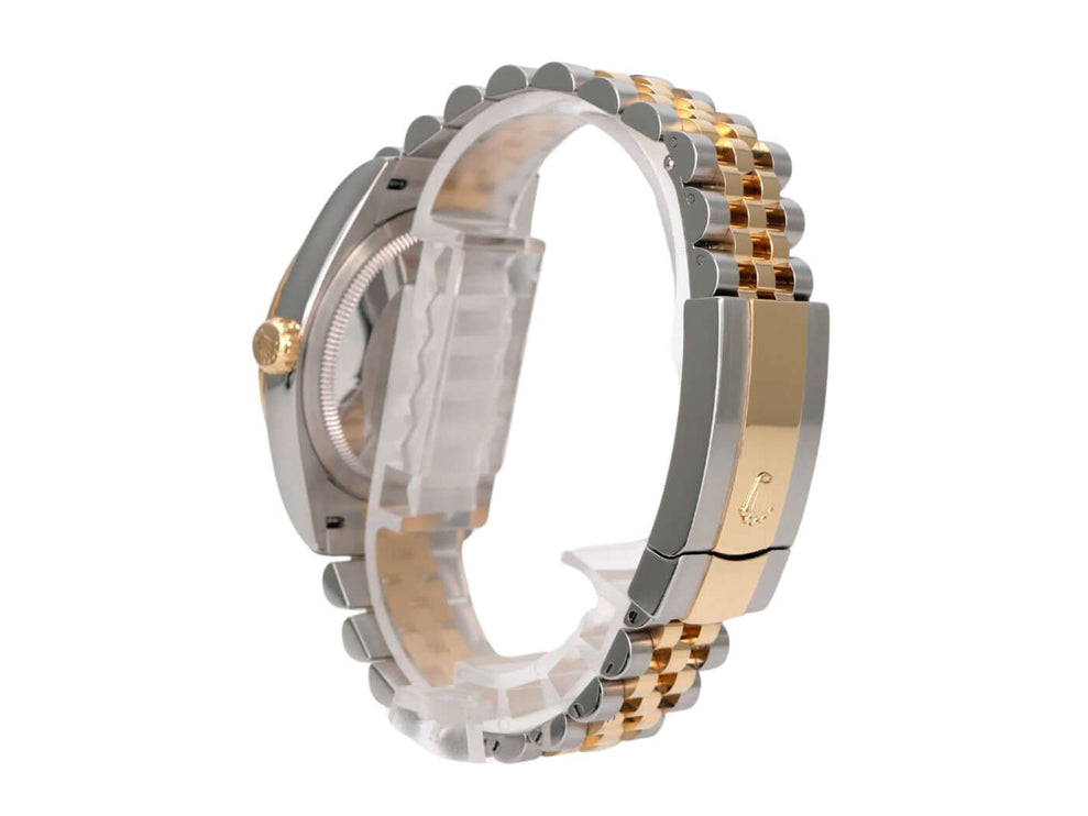 Rolex Datejust 36 126233 Golden Riffel Jubile-Band Ansicht von der Seite mit Edelstahl- und Gelbgold-Armband