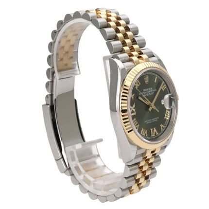 Rolex Datejust 36 126233 Olive R Diamant Jubile-Band, Edelstahl-Gelbgold mit grünem Zifferblatt