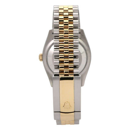 Rolex Datejust 36 126233 Olive R Diamant Jubile-Band Rückansicht mit zweifarbigem Jubilee-Armband
