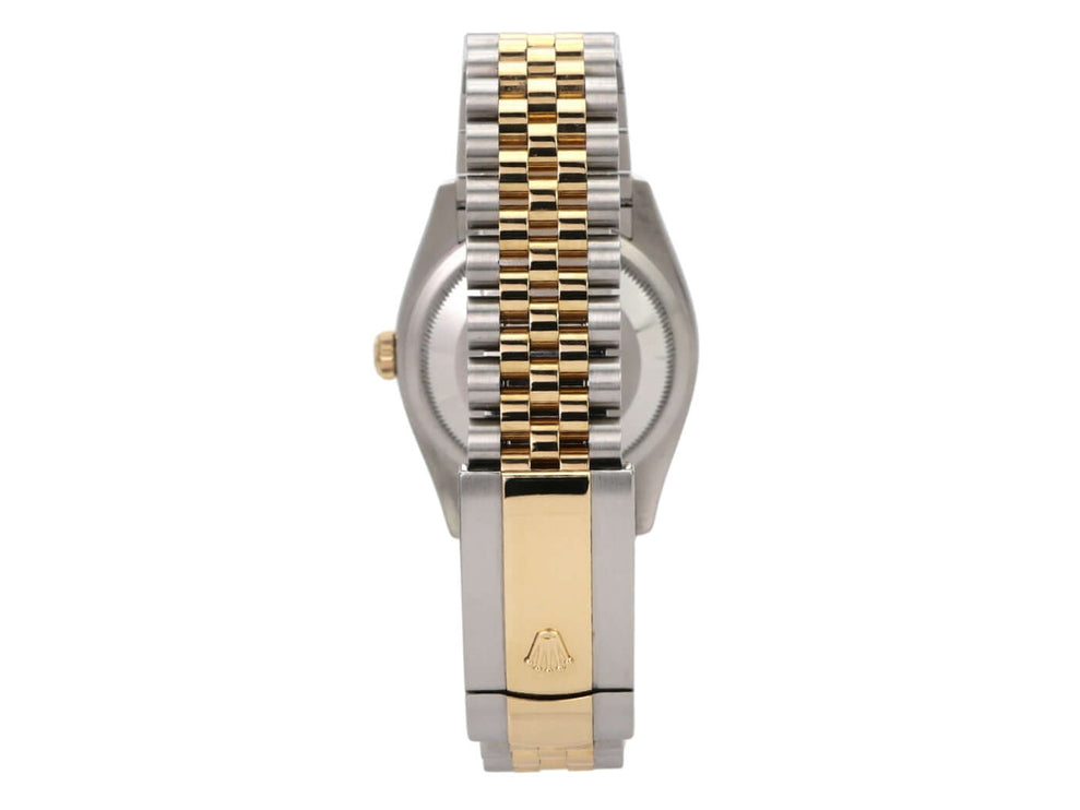 Rolex Datejust 36 126233 Olive R Diamant Jubile-Band Rückansicht mit zweifarbigem Jubilee-Armband