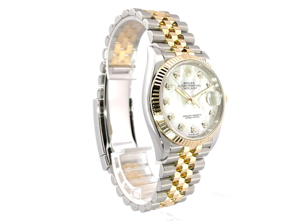 Rolex Datejust 36 126233 mit Perlmutt Diamant Zifferblatt und Edelstahl/Gelbgold Jubilé-Armband