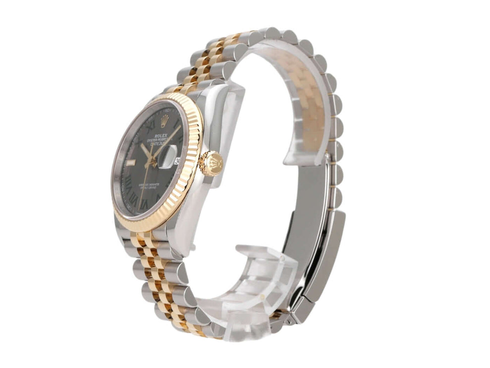 Rolex Datejust 36 aus Edelstahl und Gelbgold mit schiefergrauem Zifferblatt und Jubilé-Armband