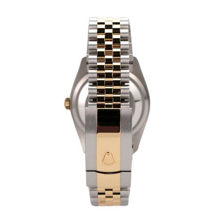 Rolex Datejust 36 Armband aus Edelstahl und 18 kt Gelbgold, seitliche Ansicht mit Jubilé-Design.
