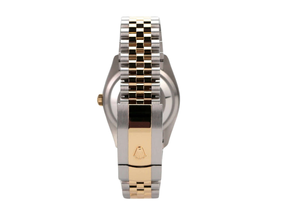 Rolex Datejust 36 Armband aus Edelstahl und 18 kt Gelbgold, seitliche Ansicht mit Jubilé-Design.