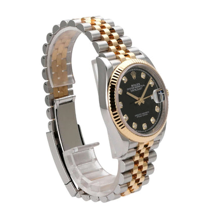Rolex Datejust 36 126233 Schwarz Diamant Jubile-Band mit Edelstahl und Gelbgold Armband