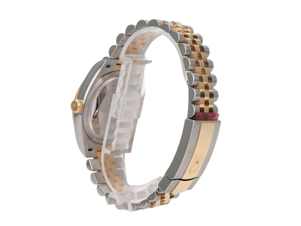 Rolex Datejust 36 126233 Schwarz Diamant Jubile-Band seitliche Ansicht des Armbands aus Edelstahl und Gelbgold