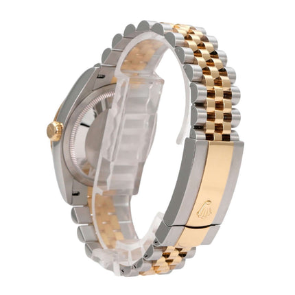 Rolex Datejust 36 Oystersteel Gelbgold 126233 Schwarz Diamant Jubile-Band, Seitenansicht mit Jubilé-Armband