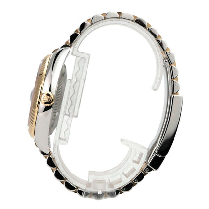 Rolex Datejust 36 126233 Schwarz Diamant Jubile-Band Seitenansicht mit Edelstahl und Gelbgold Armband