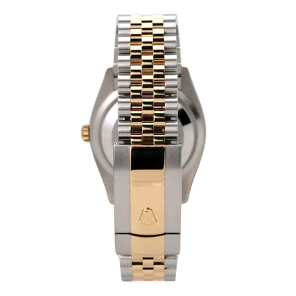 Rolex Datejust 36 126233 Schwarz Diamant Jubile-Band Ansicht der Rückseite mit Jubilé-Armband.