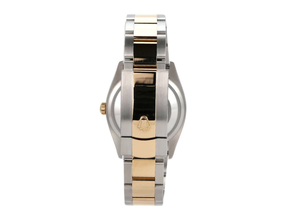 Seitenansicht der Rolex Datejust 36 aus Edelstahl und Gelbgold mit charakteristischem Oyster-Armband.