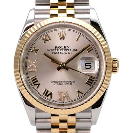 Rolex Datejust 36 Edelstahl Gold 126233 Silber R Diamant Jubile-Band, silbernes Zifferblatt, 36 mm