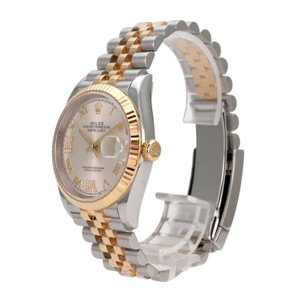 Rolex Datejust 36 Edelstahl Gold 126233 Silber R Diamant Jubile-Band, Rolex Uhr mit Jubilé-Band