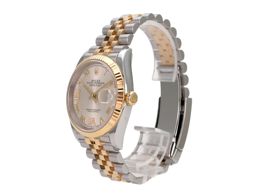 Rolex Datejust 36 Edelstahl Gold 126233 Silber R Diamant Jubile-Band, Rolex Uhr mit Jubilé-Band