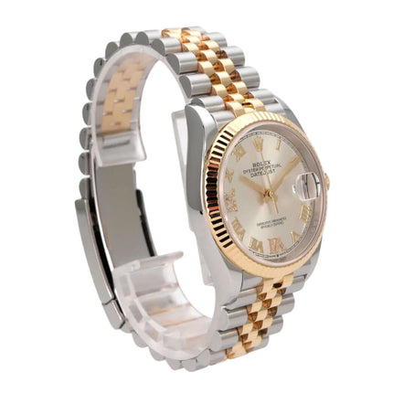Rolex Datejust 36 Edelstahl Gold 126233 Silber R Diamant Jubile-Band, Luxus-Uhr mit Diamant-Zifferblatt
