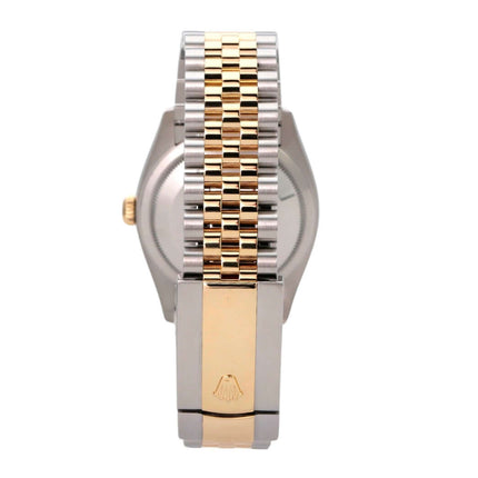 Rolex Datejust 36 Edelstahl Gold 126233 Silber R Diamant Jubile-Band, Rückansicht mit Jubilé-Armband